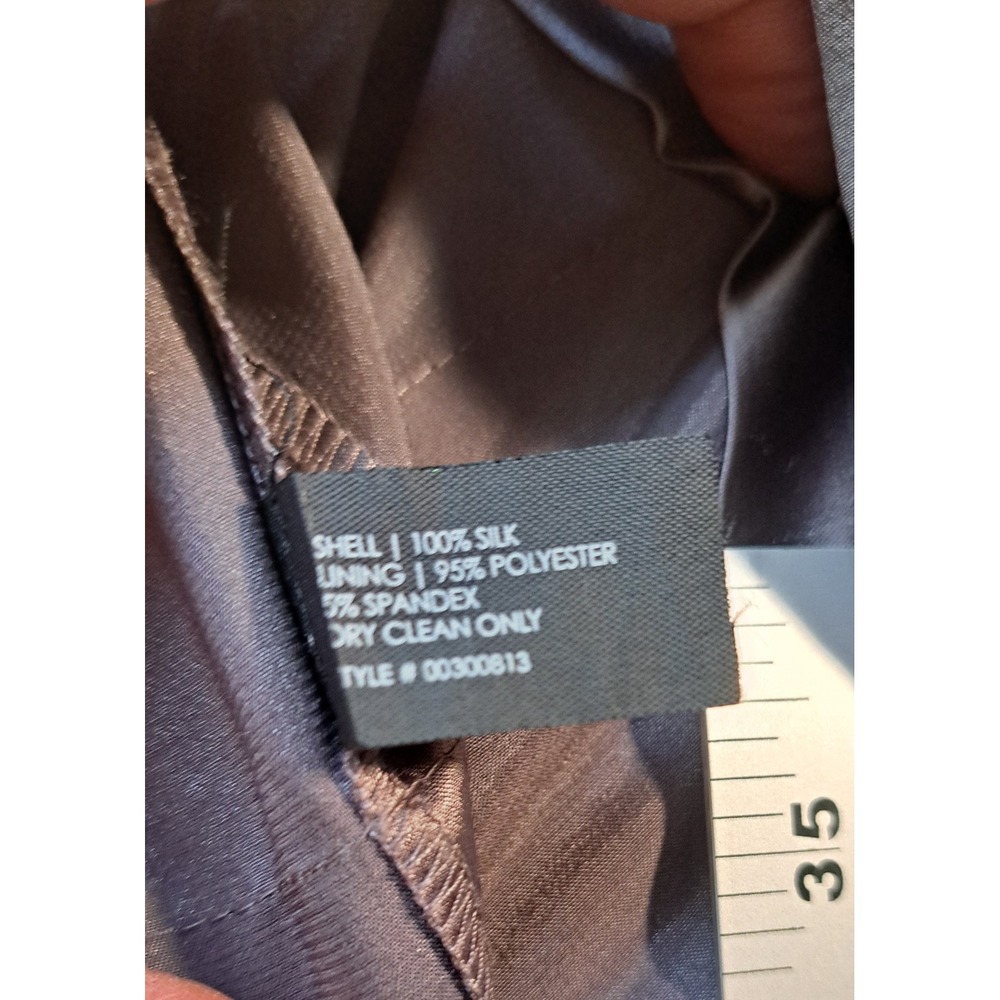 Club Monaco Grey‎ 100% Silk Tiered Ruffle Mini Skirt Size 2 Exposed Back Zip - Picture 6 of 8